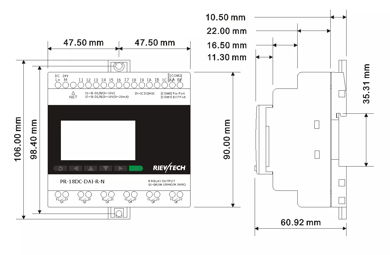 Программируемый логический контроллер PR-18DC-DAI-R-N